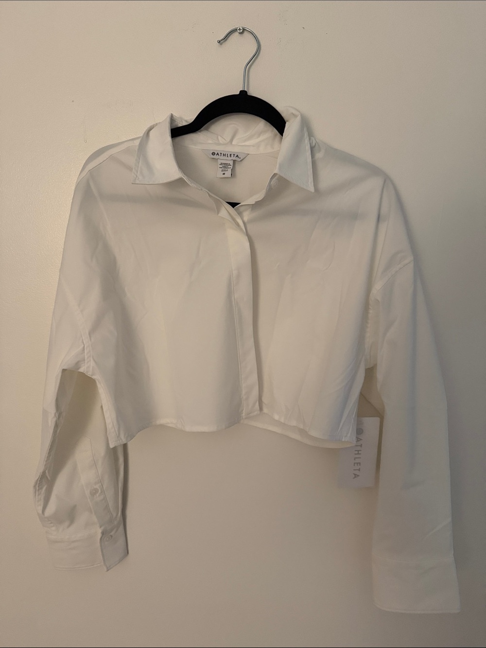 NWT Athleta White Ultra Cropped Button-Front Shirt